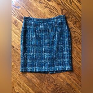 J. Jill Turquoise/Gray/Olive Tweed Skirt - Size 10 Petite